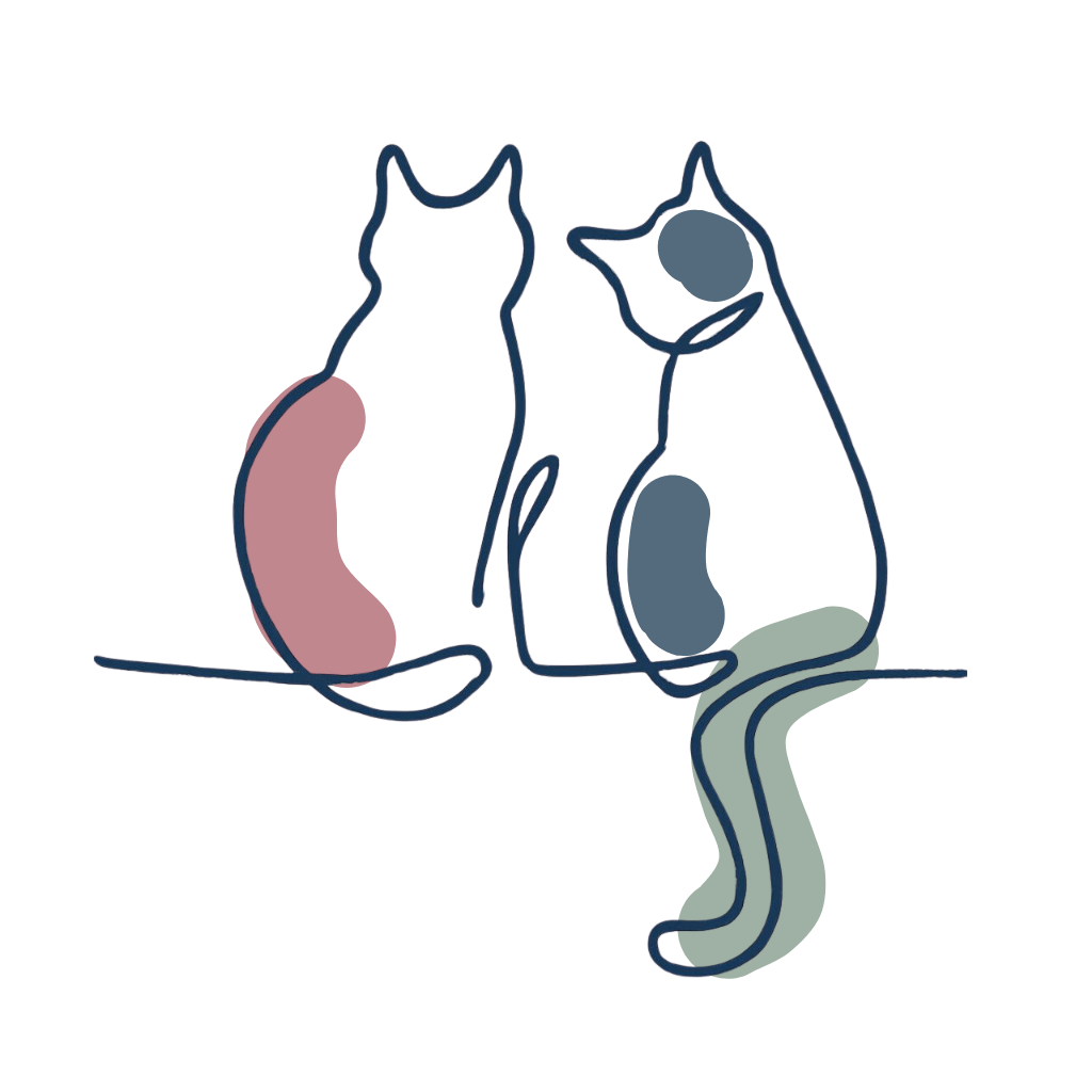two hand drawn cats symbolising pet separation